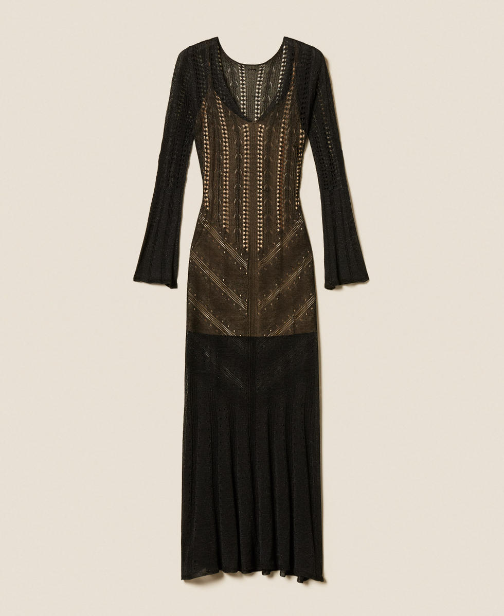Abito lungo in maglia con lurex Nero Lurex Donna 261TT3134_13597_S0