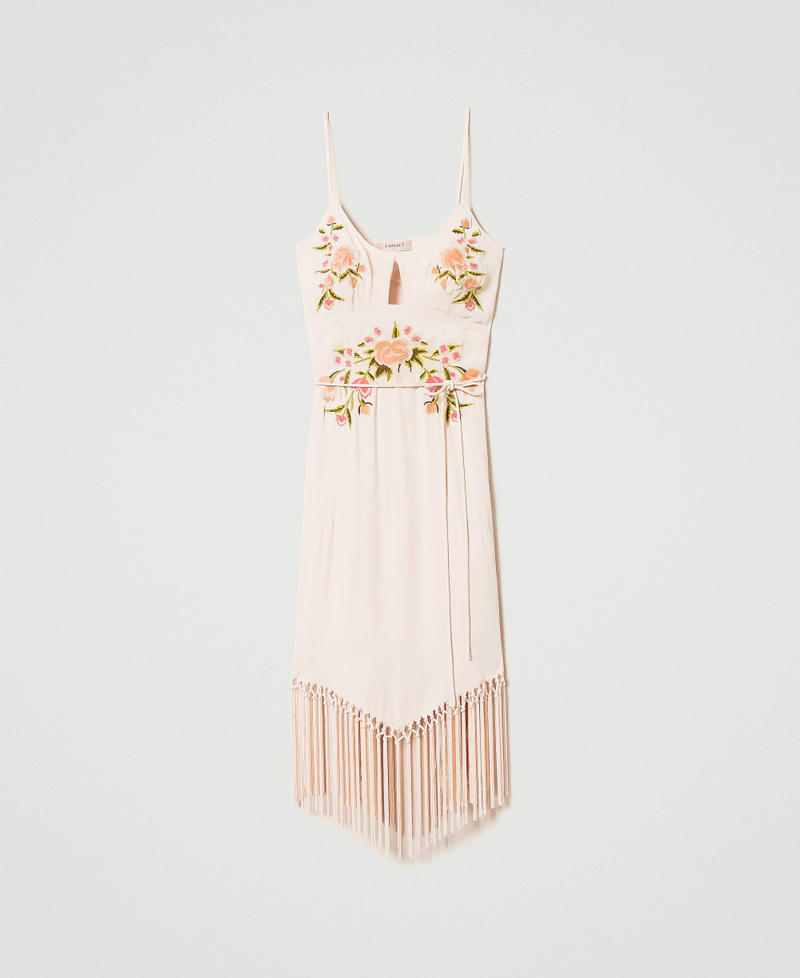 Midi dress with floral embroidery