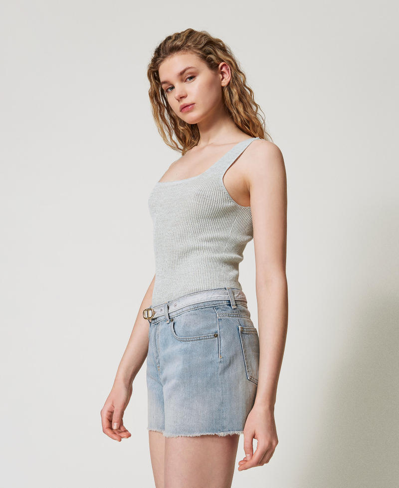 Denim shorts with belt Light Denim Woman 251TT2262_03498_02