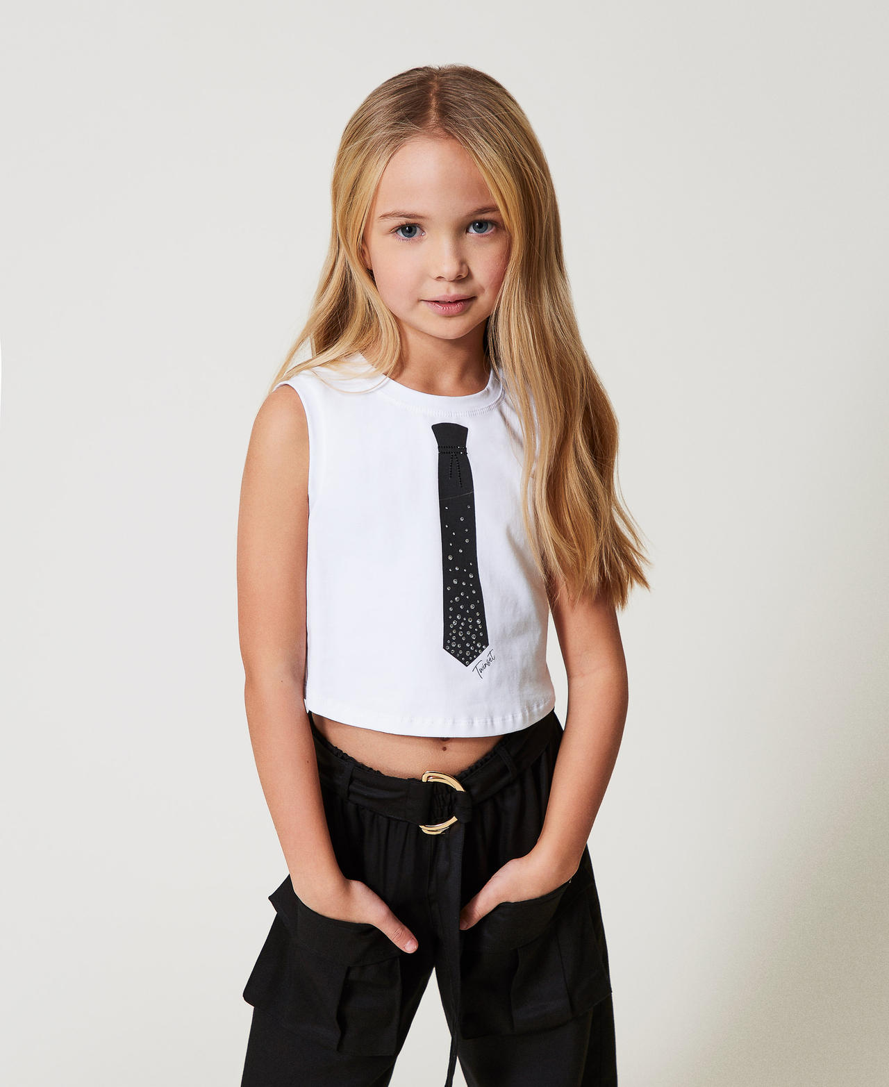 Cropped top with print rhinestones Tie Print/Ice Girl 251GJ2483_12334_01