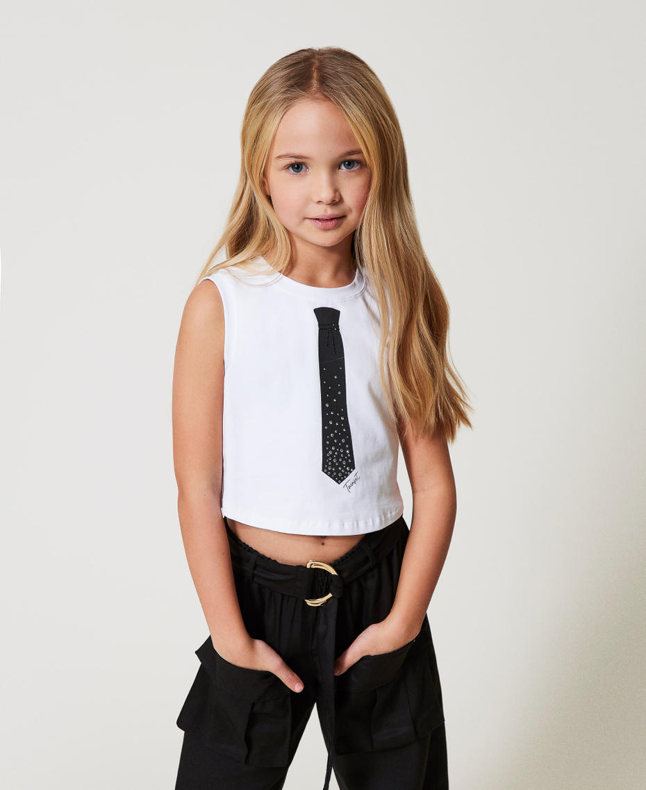 Cropped top with print rhinestones Tie Print/Ice Girl 251GJ2483_12334_01