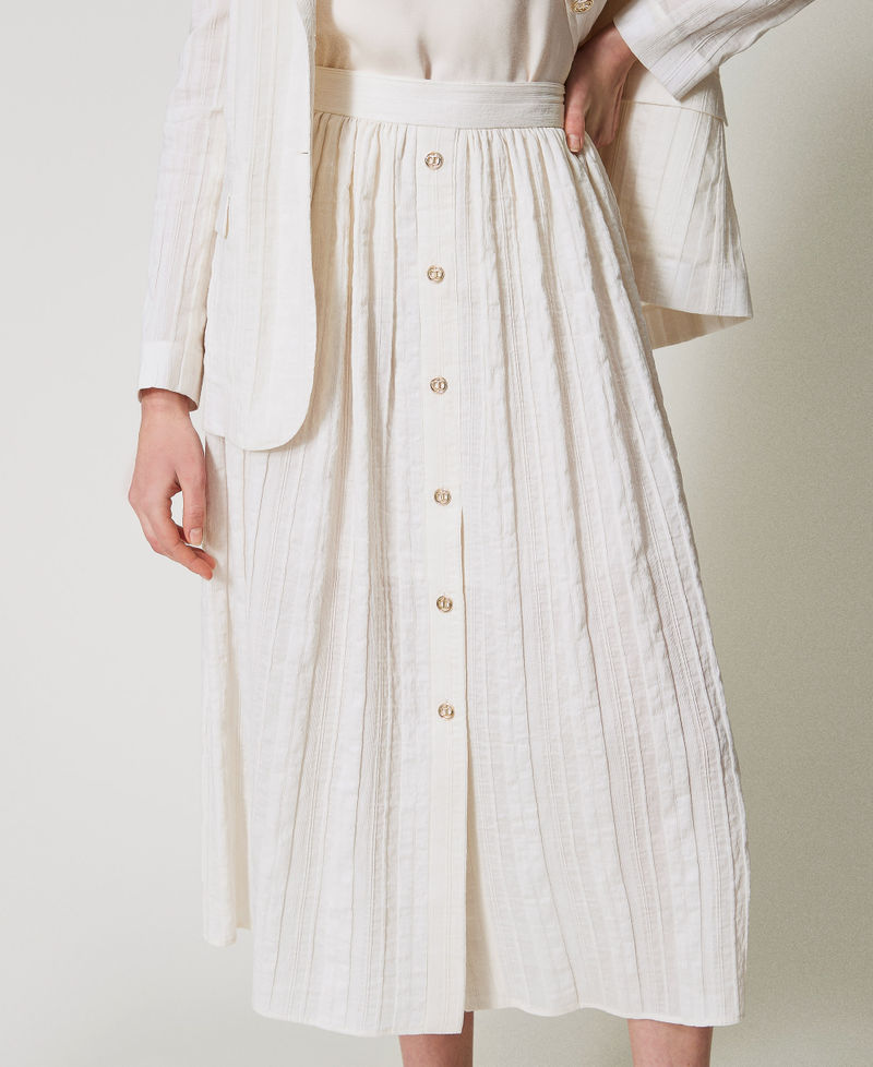 Длинная юбка из смесового льна в полоску Белый Снег женщина 251TT2143_00282_04