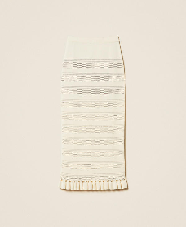Knit midi skirt with ruffles
