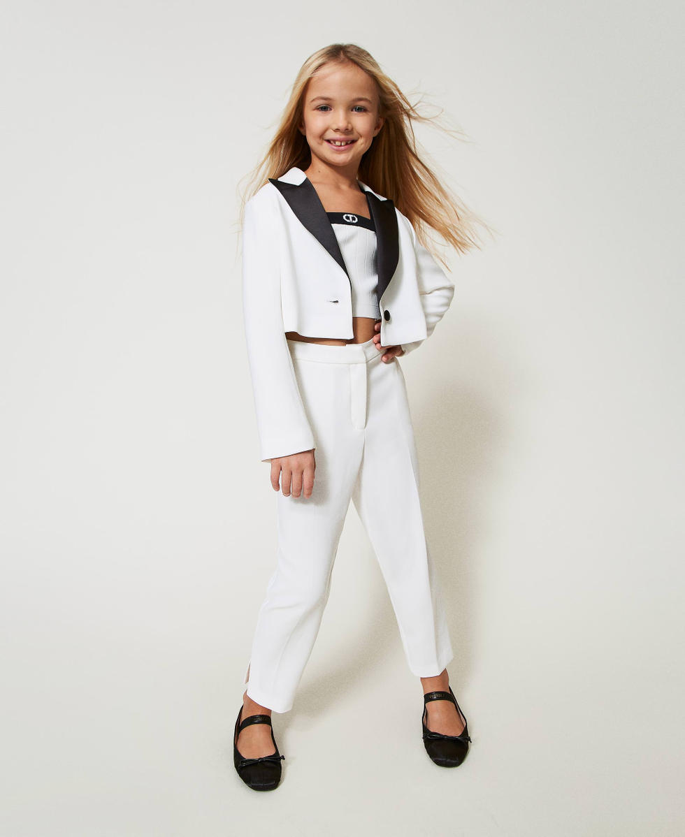 Pantalon en cr&ecirc;pe avec fentes Blanc "Ice" Fille 251GJ2QN3_00808_01