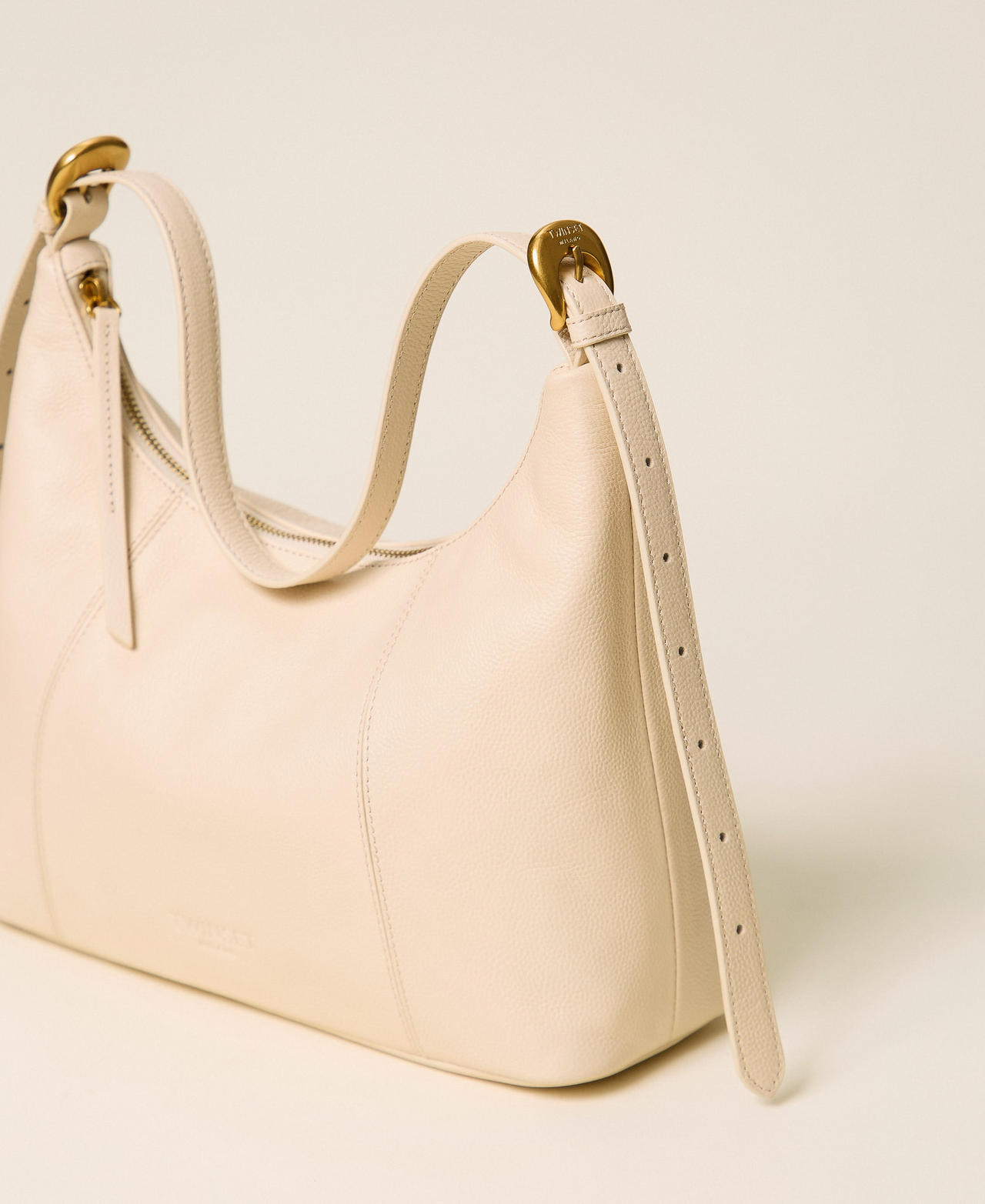Hobo-Bag aus Leder mit verstellbarem Riemen "Parchment"-Beige Frau 262TB7191_07222_02