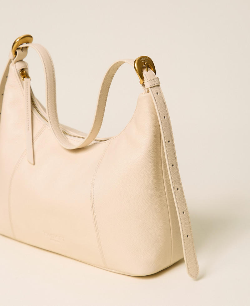 Hobo-Bag aus Leder mit verstellbarem Riemen "Parchment"-Beige Frau 262TB7191_07222_02