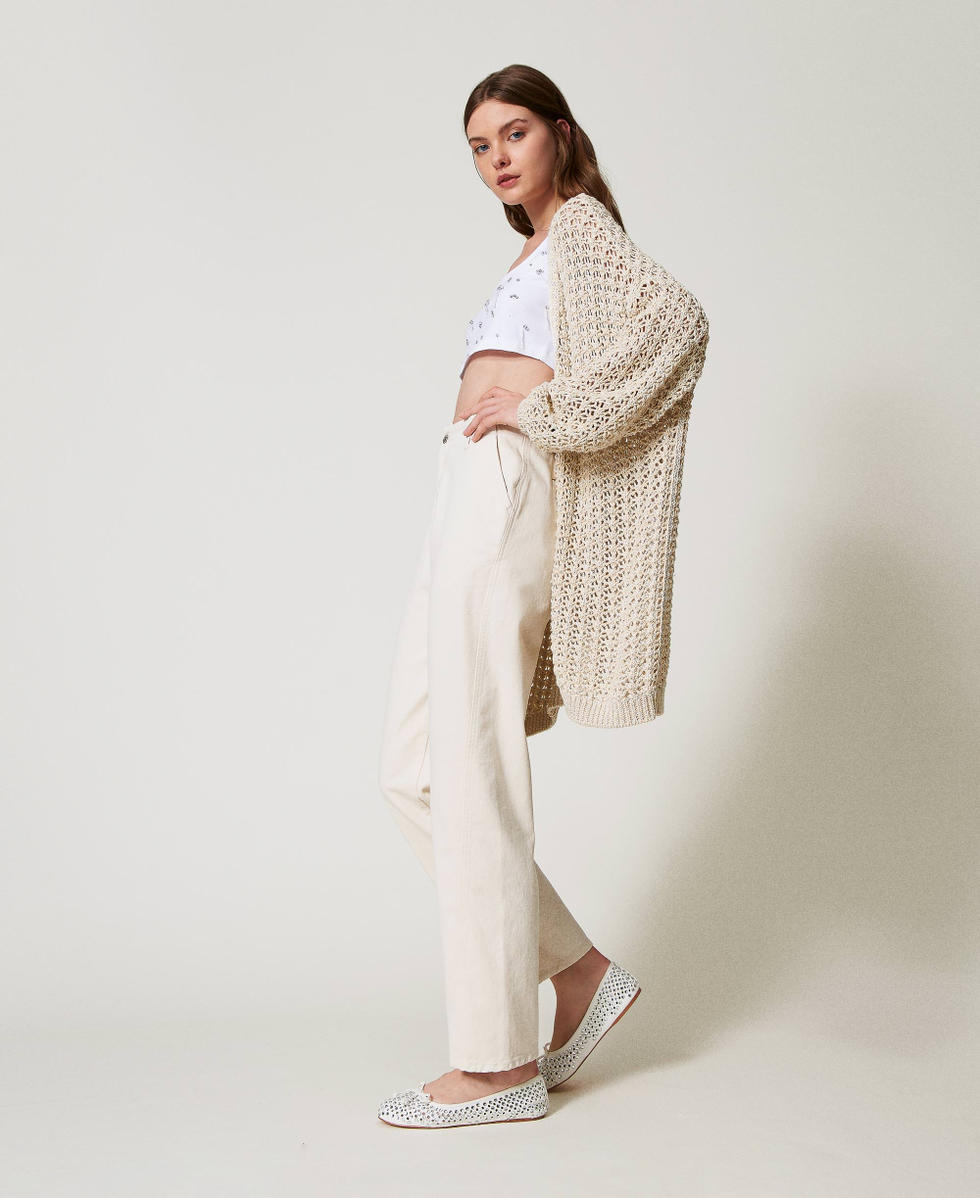 Pantaloni in bull con cotone organico Beige "Angorra" Donna 251AP2361_12114_01