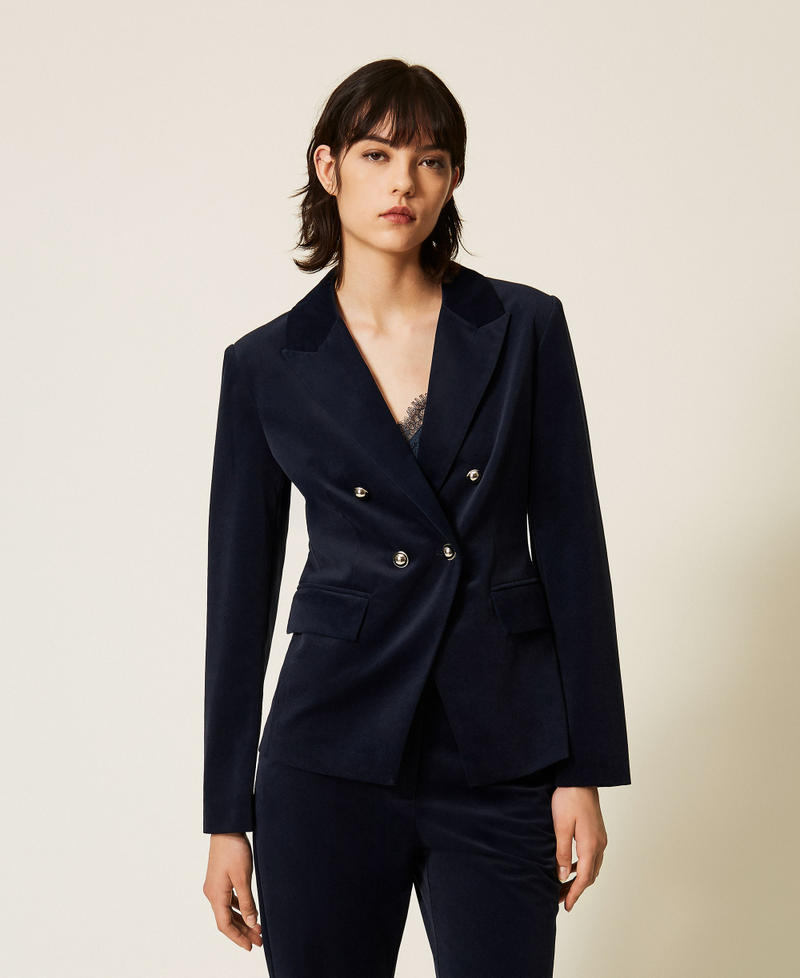 Velvet blazer Blue Paint Woman 262AP2270_13182_01