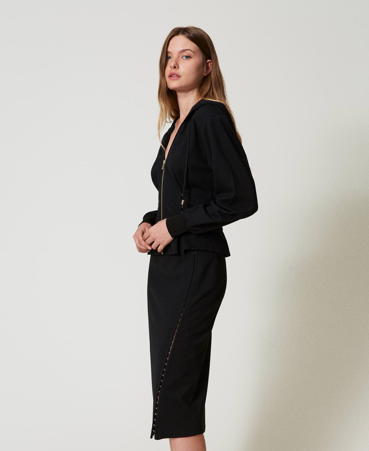 Midi skirt with decorative hooks Black Woman 242AT2320_00006_02