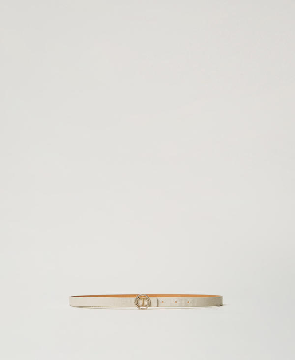 Lizard print leather belt with rhinestones