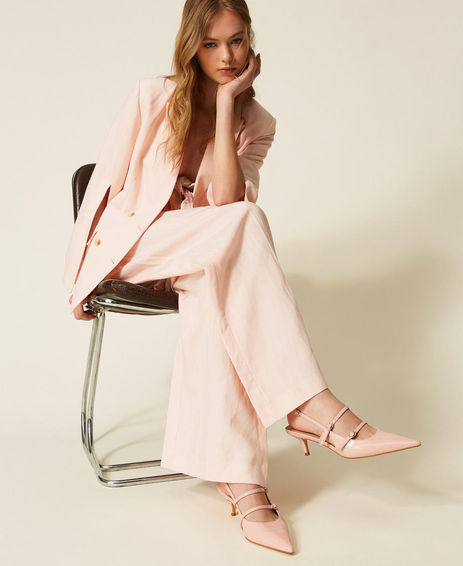 Sling back court shoes with straps "Candy Peach" Pink Woman 261TCP044_00867_T0