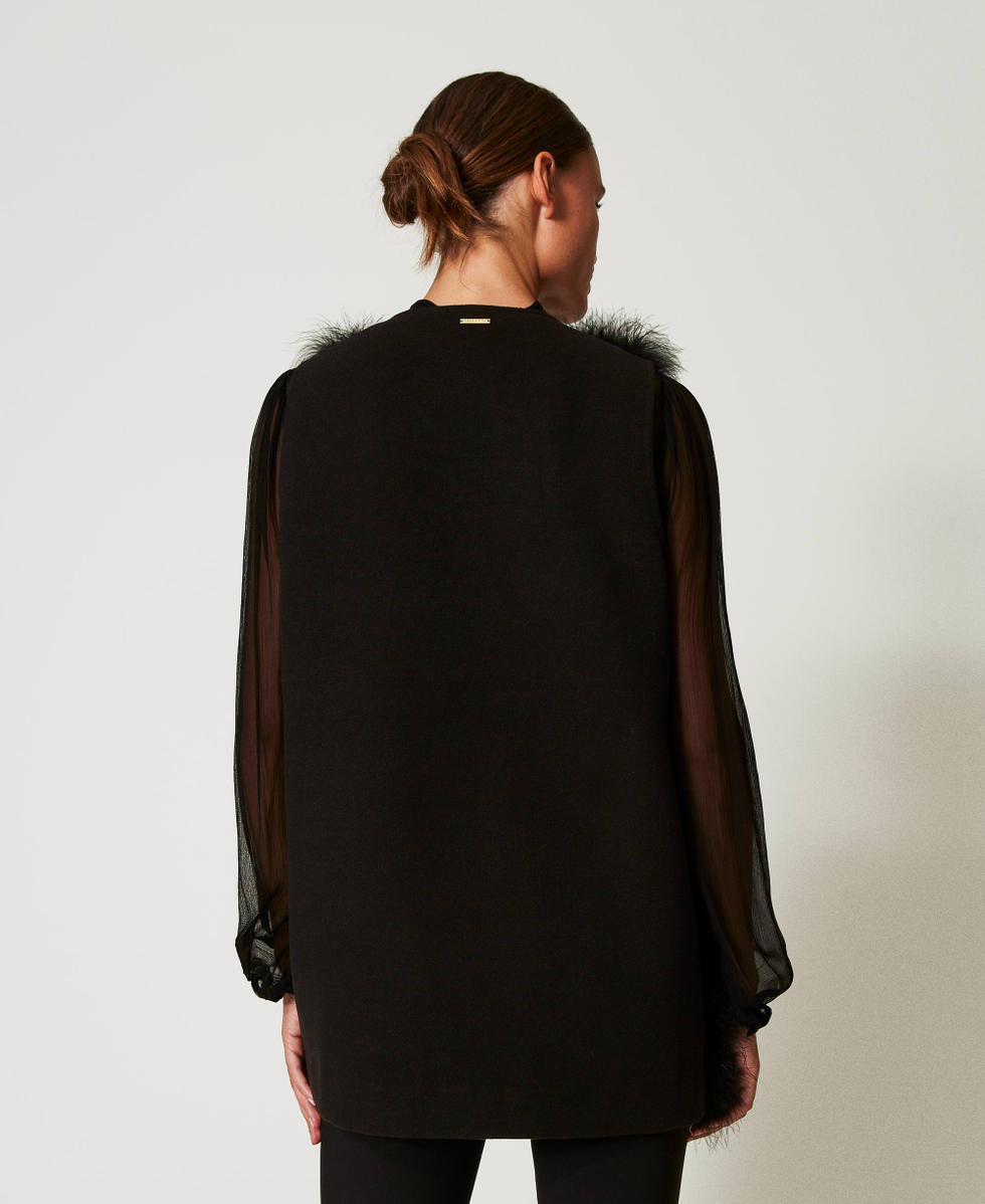 Gilet avec plumes Noir Femme 242LL5ATT_00006_03