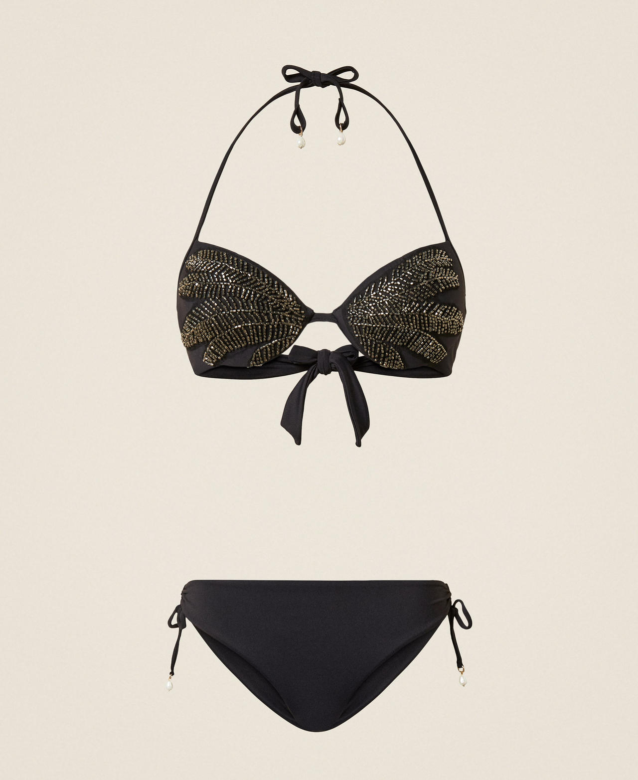 Haut de maillot de bain push-up avec broderie et slip