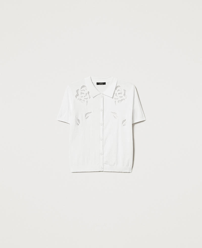 Camicia in maglia con ricami Bianco "Papers" Donna 251AX3011_00840_0S