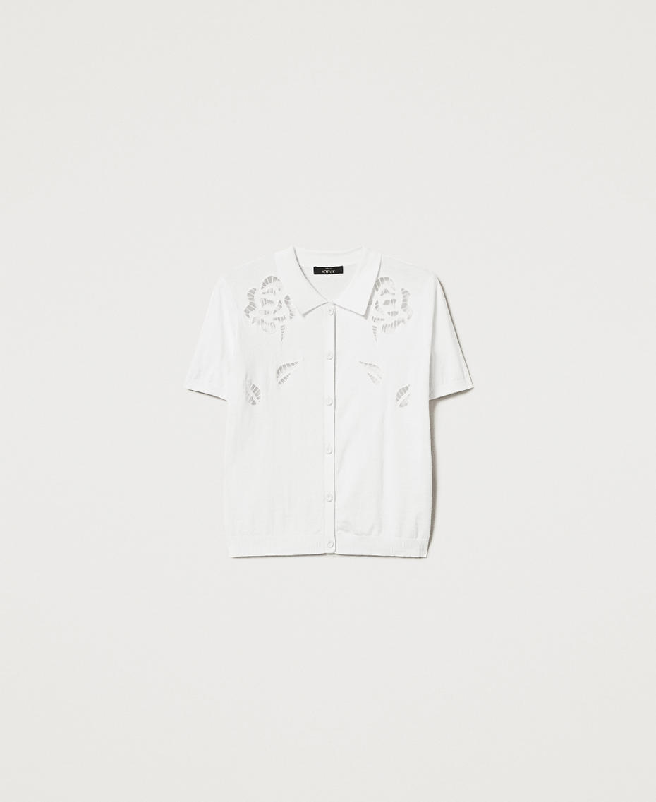 Camicia in maglia con ricami Bianco "Papers" Donna 251AX3011_00840_S0