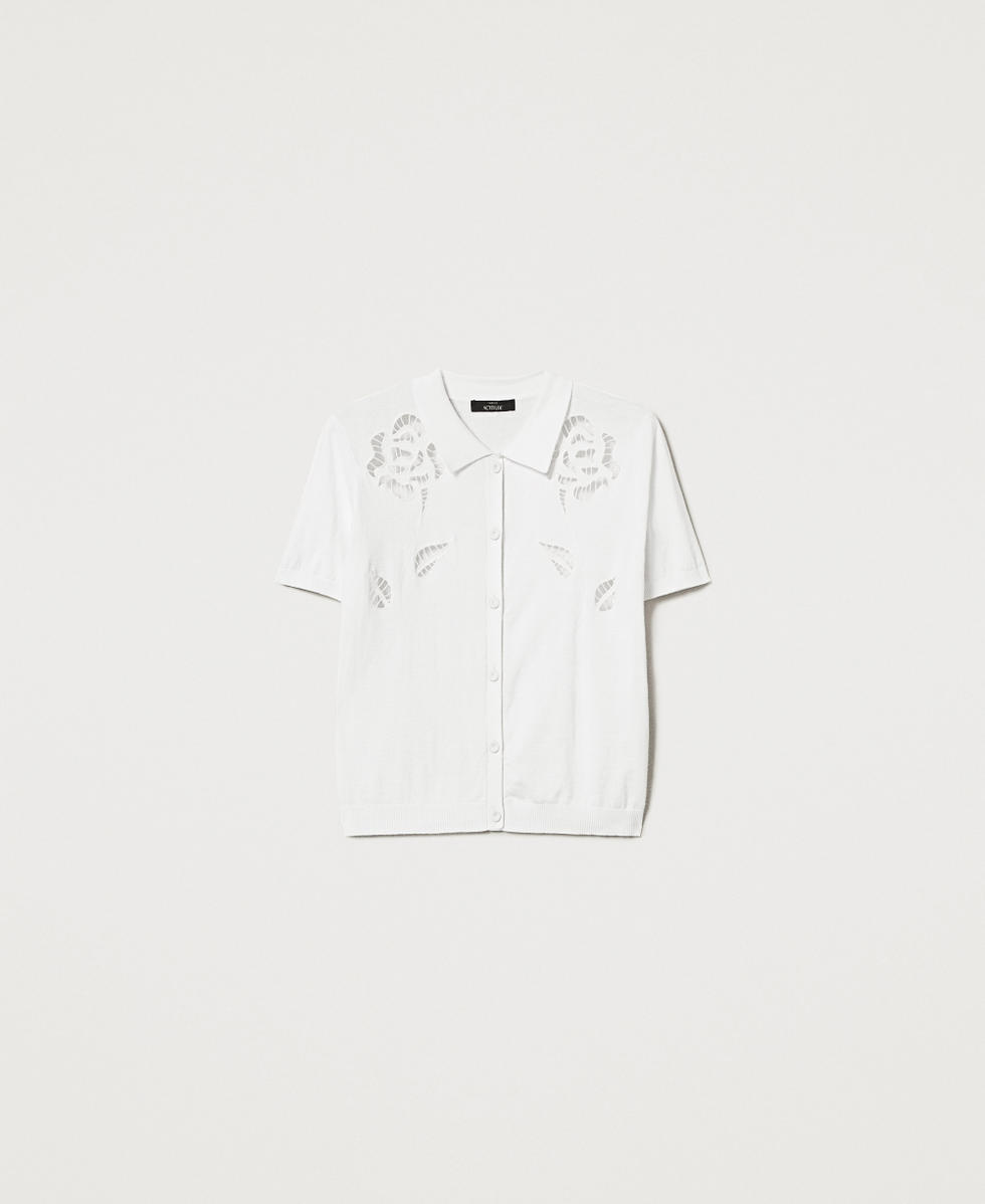 Camicia in maglia con ricami Bianco "Papers" Donna 251AX3011_00840_0S