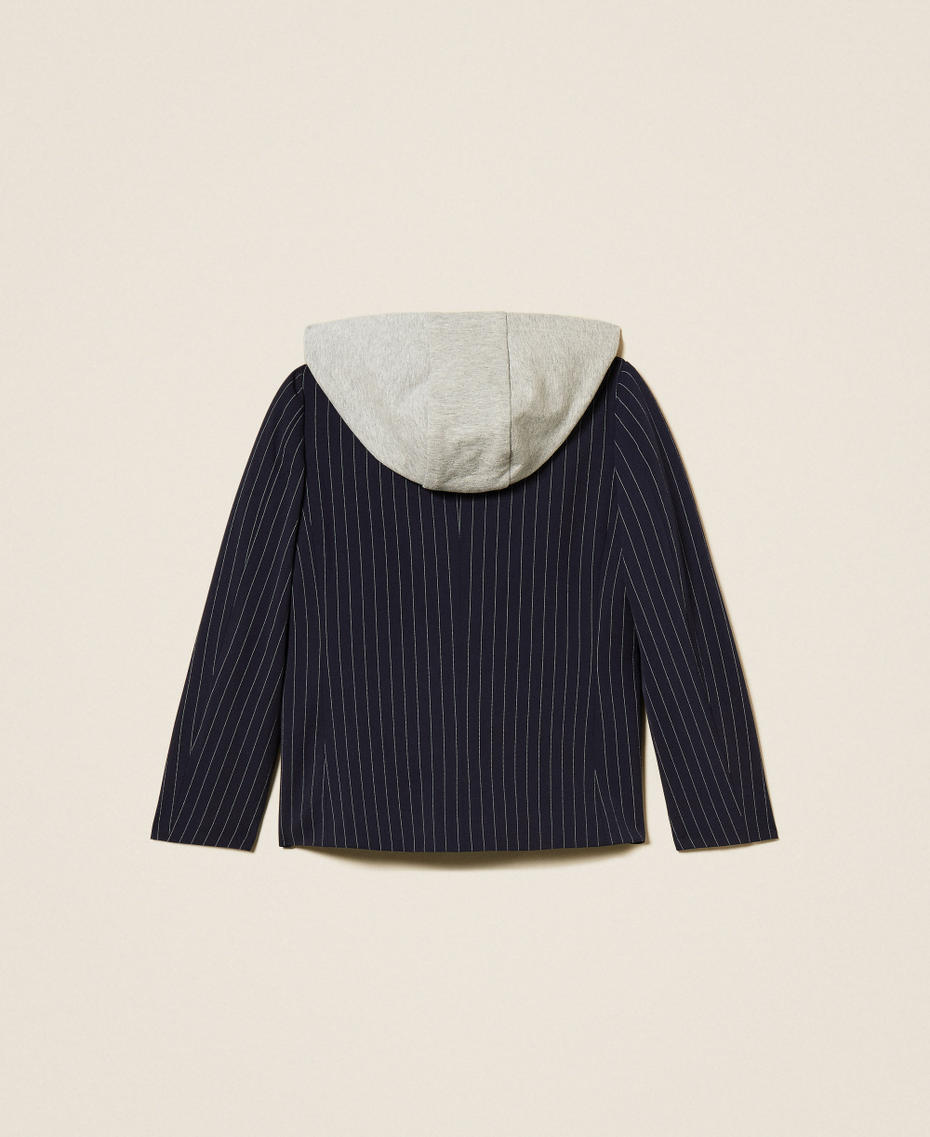 Blazer rayé avec capuche Bleu « Classic Blue »/Rayure Blanc Cassé Fille 252GJ2040_12713_S1