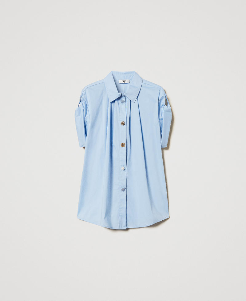 Poplin shirt with buttons Light Blue Topaz Woman 251LM2KFF_12106_S0