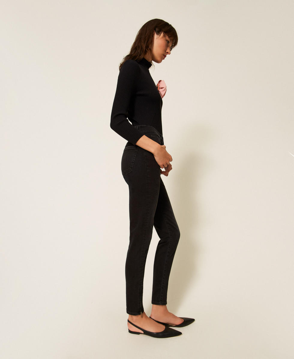 Jeans skinny con zip Denim Nero Donna 261AP2480_01103_02
