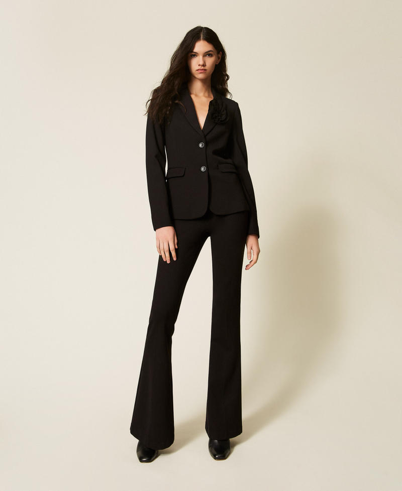 Giacca blazer con spilla a fiore Nero Donna 261AP2147_00006_01