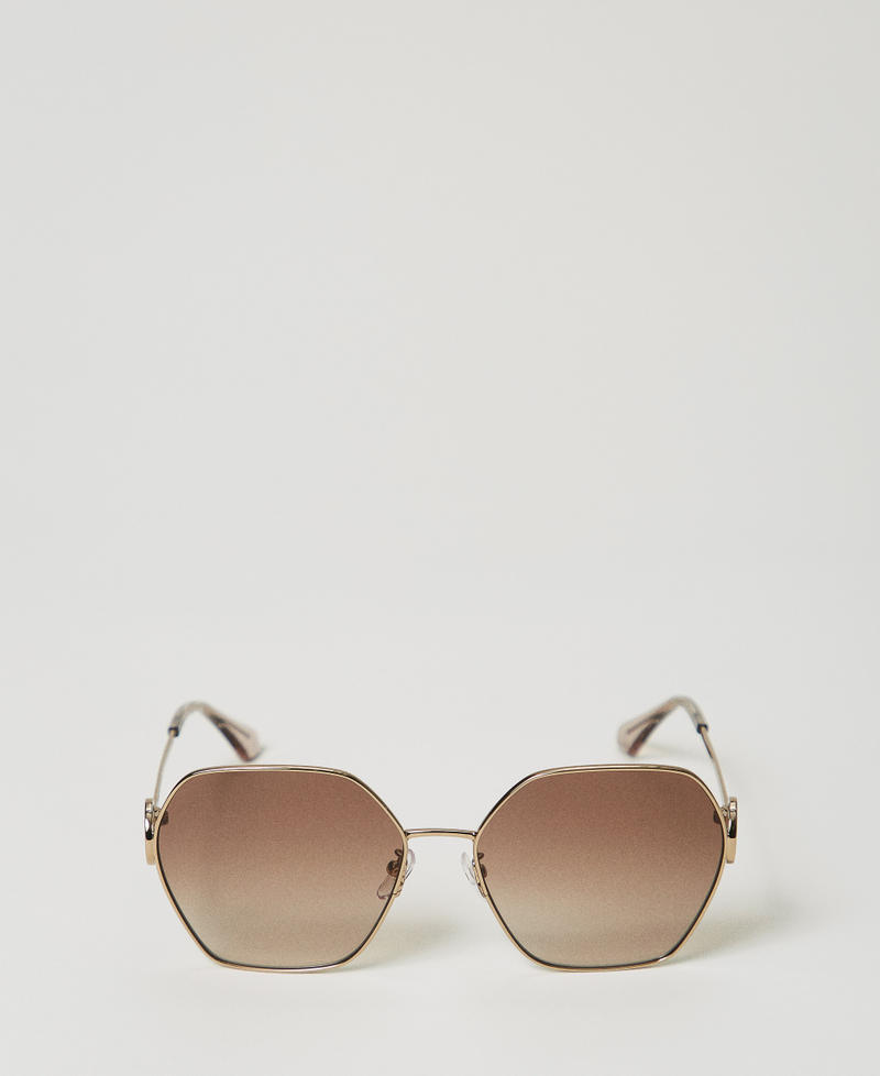 Стальные шестигранные солнцезащитные очки Сияющий Верблюжий женщина 999TZ5066_12464_01