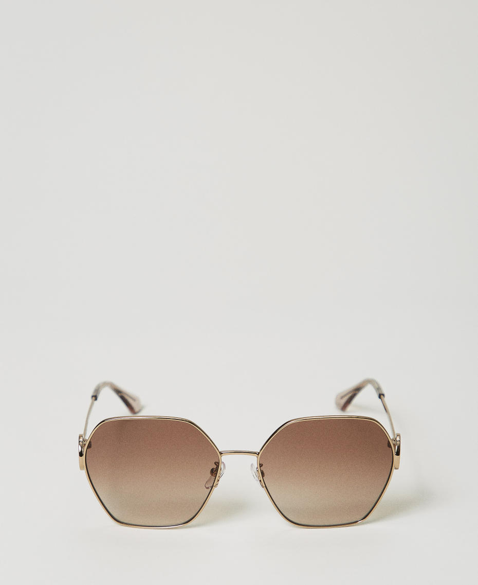 Стальные шестигранные солнцезащитные очки Сияющий Верблюжий женщина 999TZ5066_12464_01