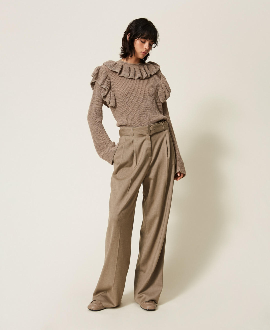 Pantalon palazzo en satin mat