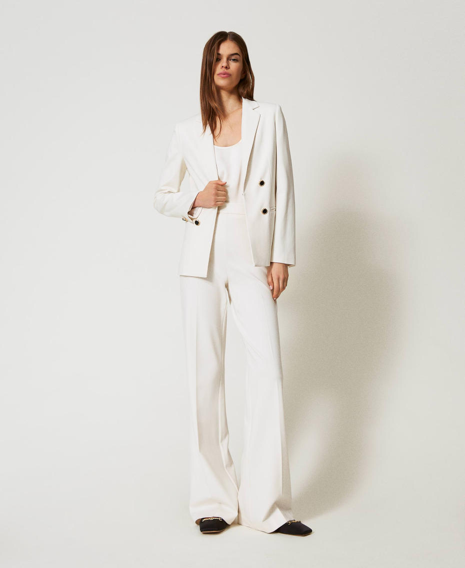 Double-breasted jacket with jewel buttons Mother Of Pearl Woman 251TP2139_00059_01