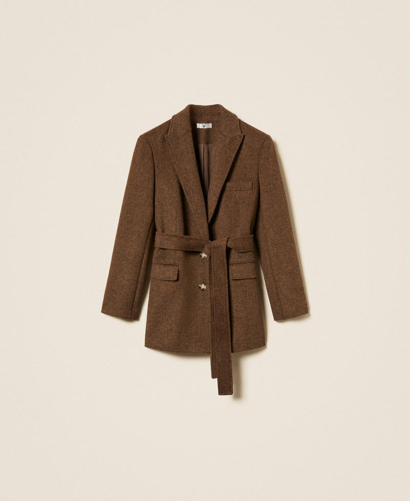 Blazer aus Velourstuch Mocha Melange Frau 262LI2DCC_13881_S0