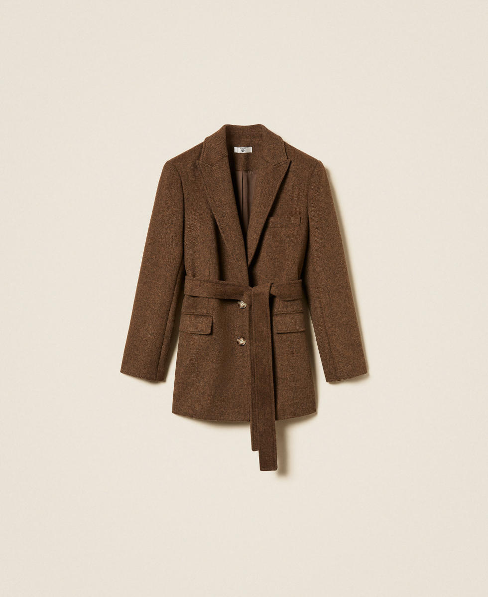 Giacca blazer in panno velour Mocha Melange Donna 262LI2DCC_13881_S0