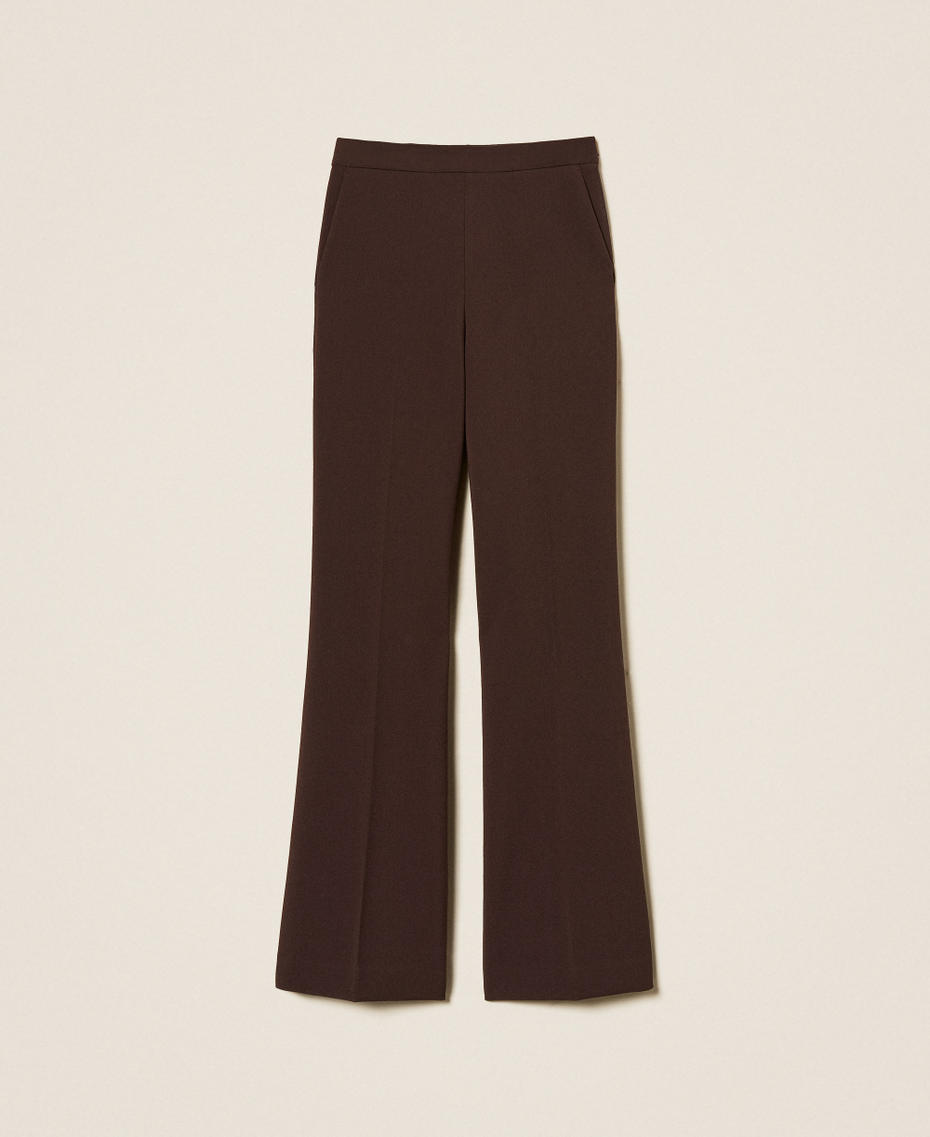 Straight leg crêpe trousers Black Chocolate Woman 252TT2381_11054_S0