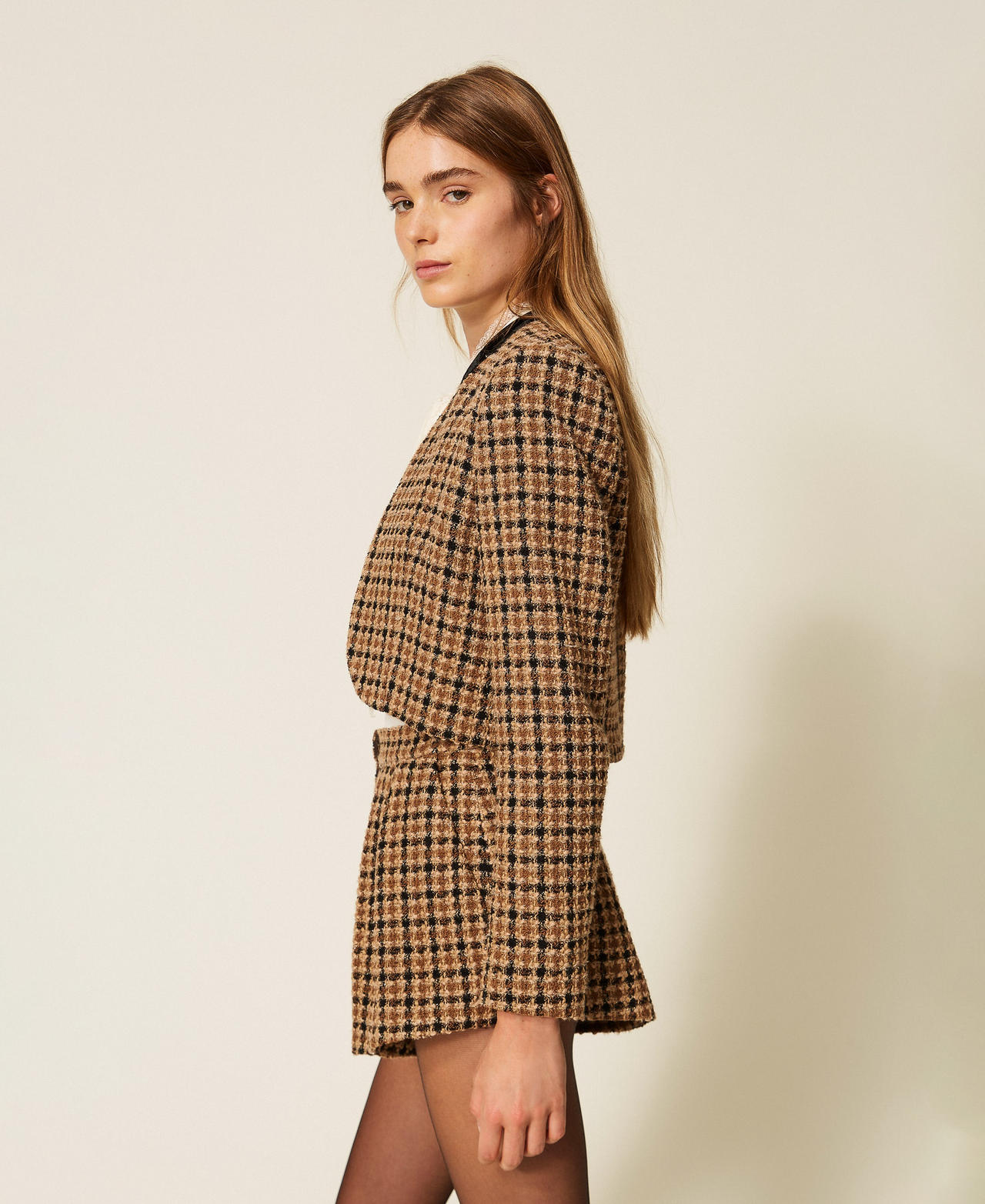 herlipto Twinkle Wool Boucle Shorts 新品 Check bouclé shorts Woman, Patterned | TWINSET Milano