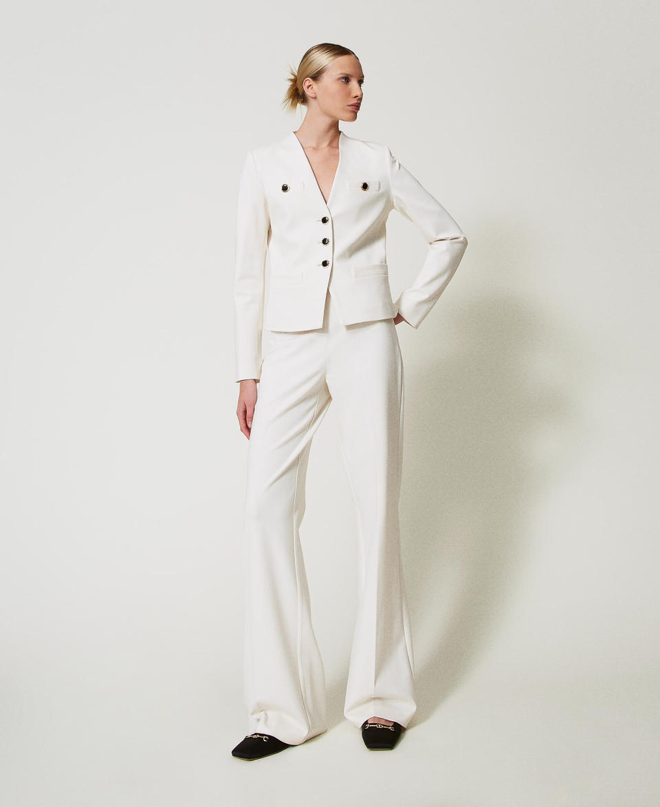 Twin Set Pantaloni wide leg con bottoni gioiello
