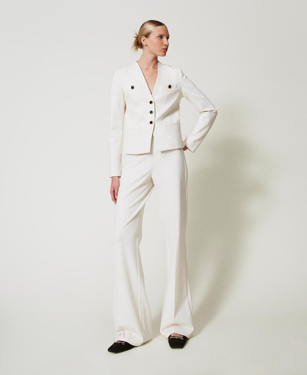Wide leg trousers with jewel buttons