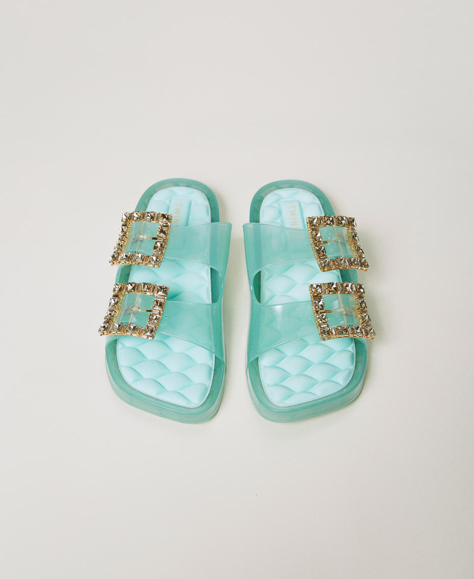 Slide-Pantolette mit Schmuckschnallen Green Marine Frau 251LMT010_12361_04