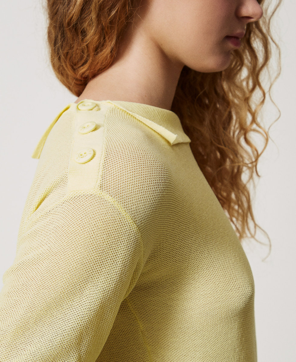 Asymmetric one-shoulder jumper Yellow Pear Woman 251AX3031_12348_03