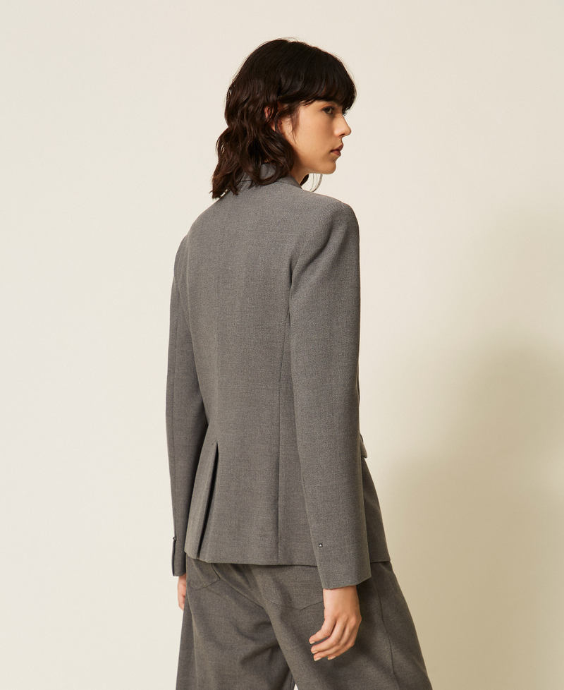 Double-breasted flannel jacket Mid Grey Melange Woman 262AT2210_12838_03