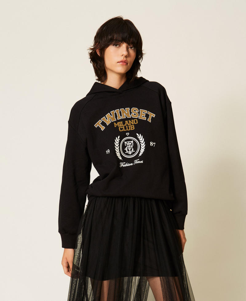 Hoodie with logo print Black Woman 262LI2GEE_00006_01
