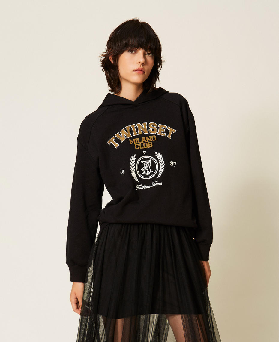 Hoodie with logo print Black Woman 262LI2GEE_00006_01
