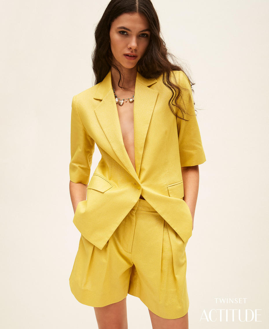 Bermudas de lino mixto con l&uacute;rex Arg&aacute;n L&uacute;rex Mujer 261AT2071_13459_PA