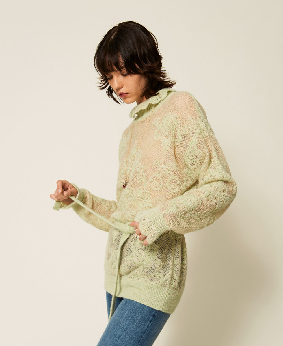 Jacquard alpaca blend maxi jumper Sage Woman 262TP3342_13618_03