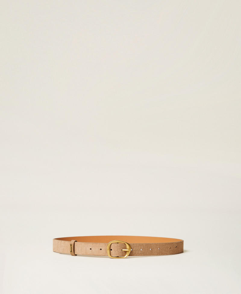 Crocodile print suede belt Nougat Croc Print Woman 262TO5650_14033_01
