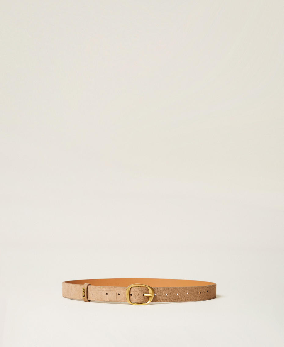 Crocodile print suede belt Nougat Croc Print Woman 262TO5650_14033_01