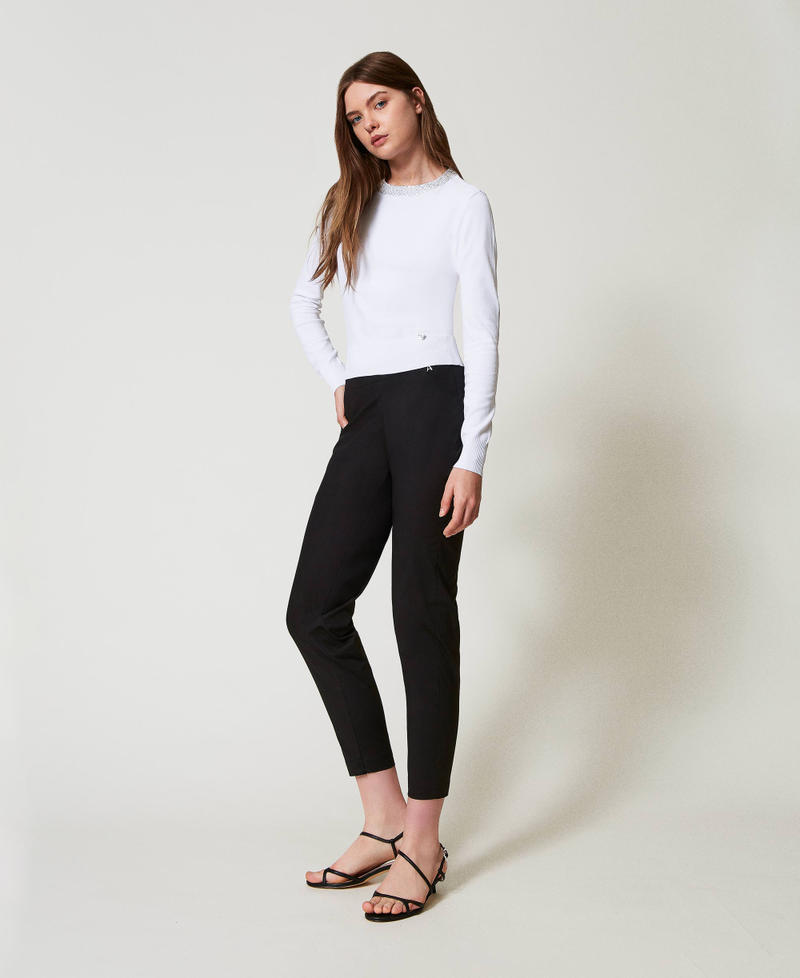 Poplin trousers with zip Black Woman 251AP2304_00006_01