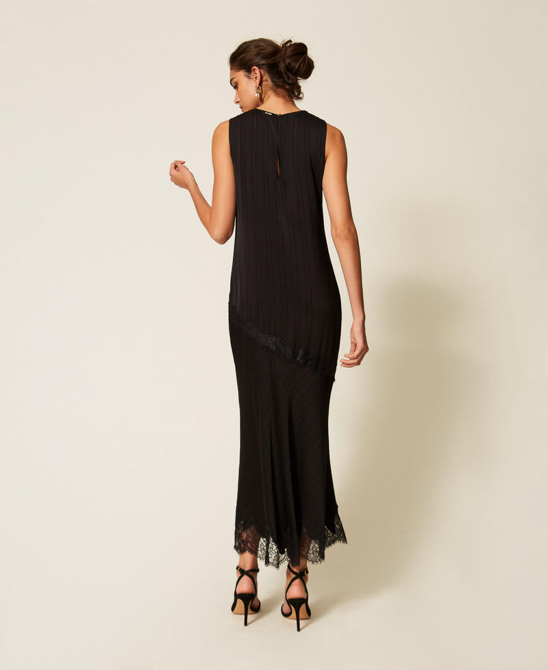 Abito lungo in raso e pizzo Nero Donna 262TP2120_00006_03