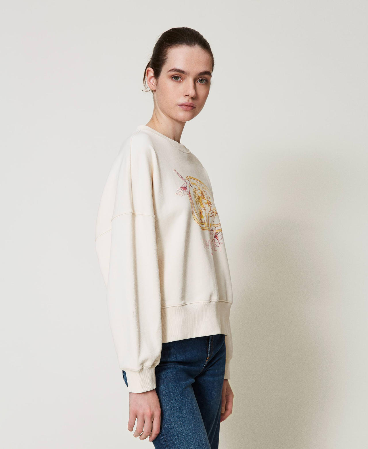 Sweatshirt with hummingbird print Mother Of Pearl Woman 251TP2484_00059_02