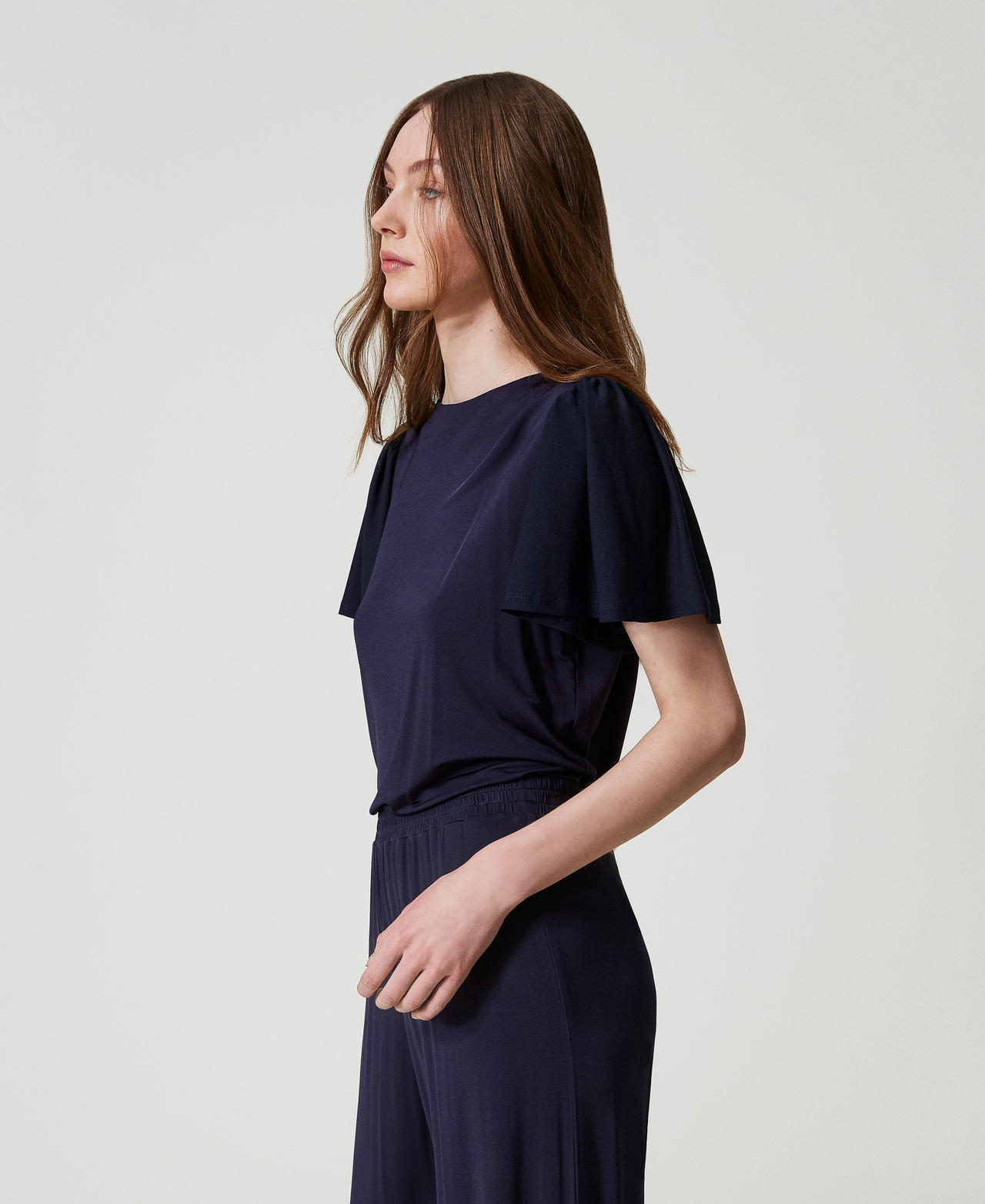 Puff sleeve blouse Classic Blue Woman 251LM2MDD_11956_02