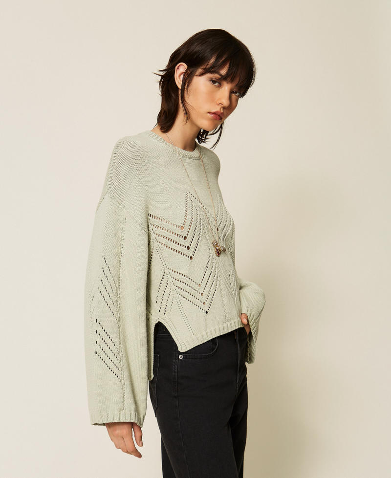 Pullover aus Wollmischung im Chevron-Dessin Sage Frau 262TP3191_13618_02