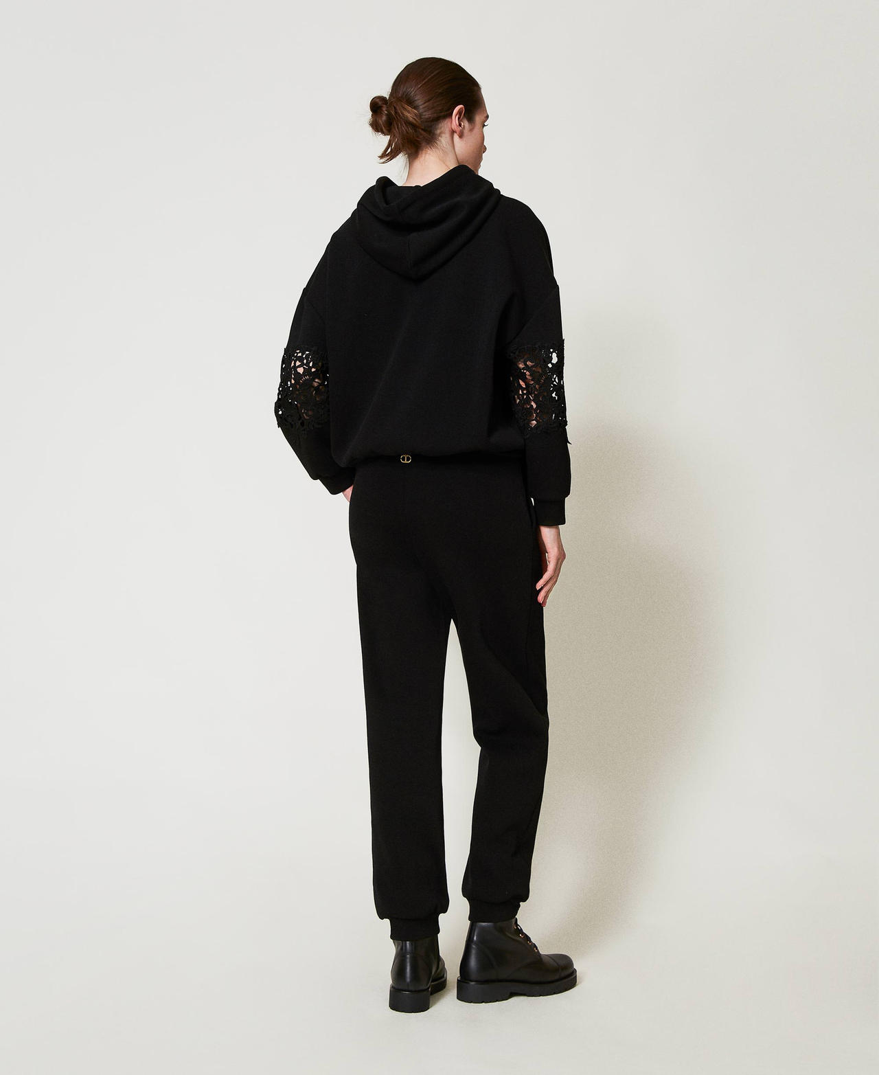 Plush fabric joggers Black Woman 251TP2701_00006_03