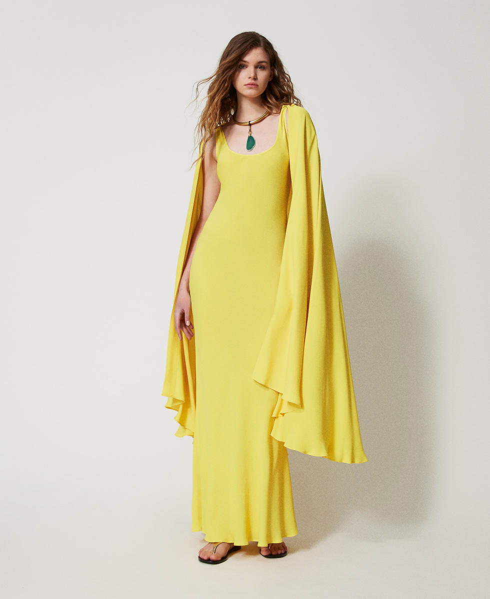 'Ischia' long georgette cape dress